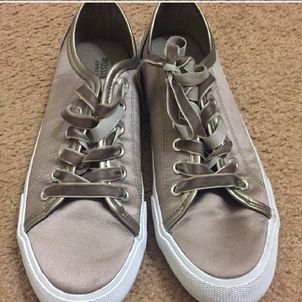 Taupe Velvet and satin sneakers